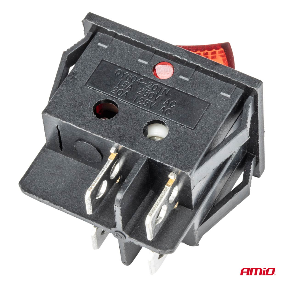 Intrerupator Auto Dreptunghiular 12V/230V cu Lumina Rosie, BU02 [4]