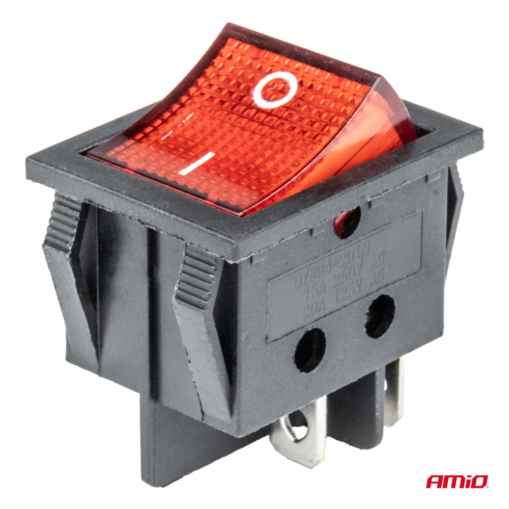 Intrerupator Auto Dreptunghiular 12V/230V cu Lumina Rosie, BU02 [2]