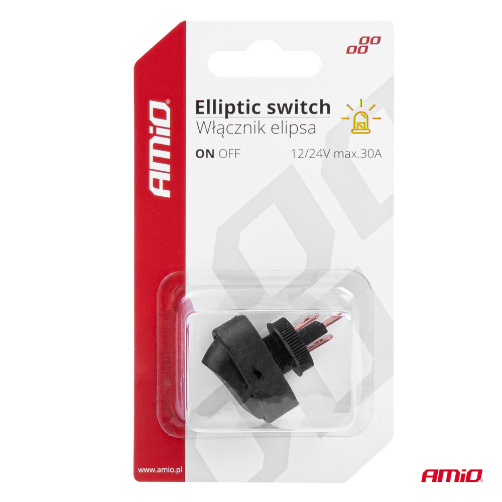 Intrerupator Auto Eliptic 12/24V max 30A, ON/OFF, cu Lumina Galbena [6]