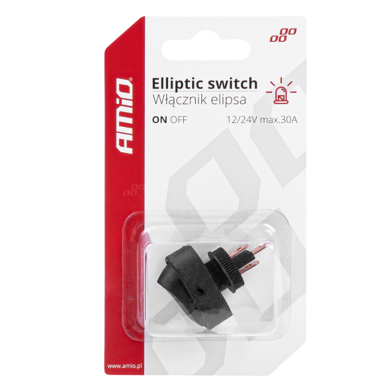 Intrerupator Auto Eliptic 12/24V max 30A, ON/OFF, cu Lumina Rosie [6]