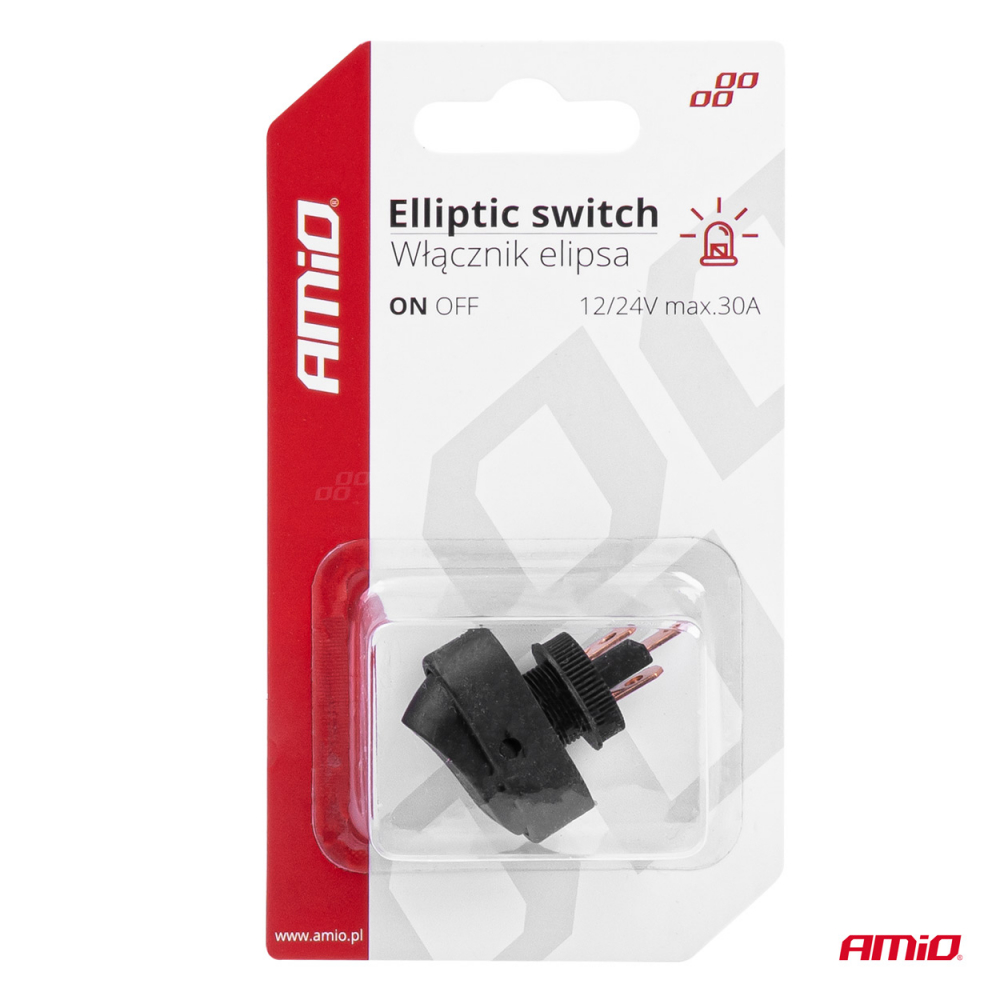 Intrerupator Auto Eliptic 12/24V max 30A, ON/OFF, cu Lumina Rosie [6]