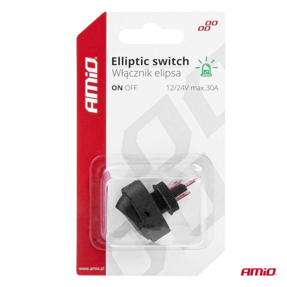 Intrerupator Auto Eliptic 12/24V max 30A, ON/OFF, cu Lumina Verde [6]
