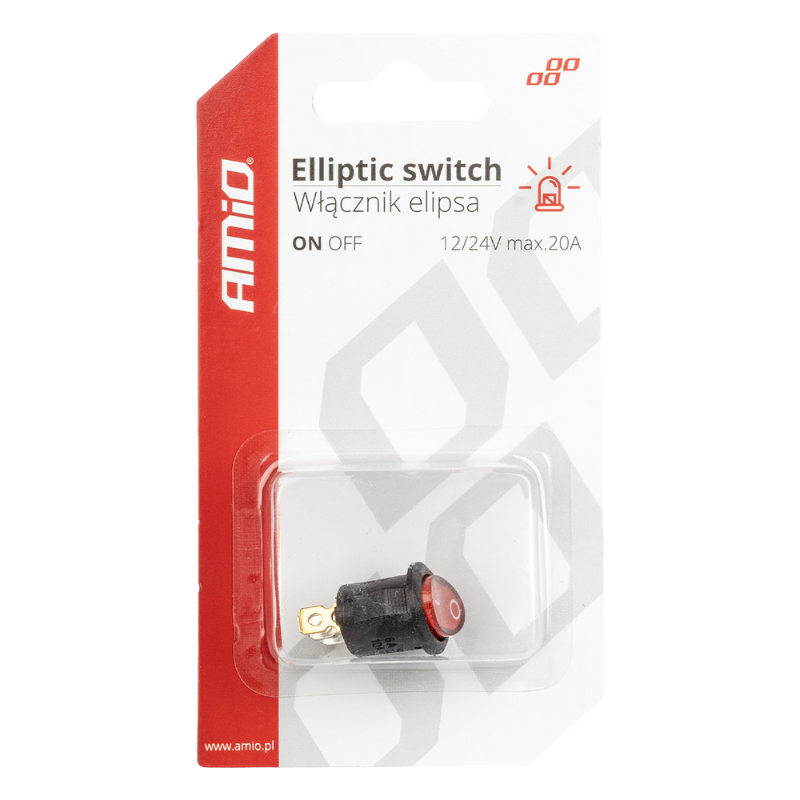 Intrerupator Auto Eliptic 12V/230V cu Lumina Rosie, BU02 [5]