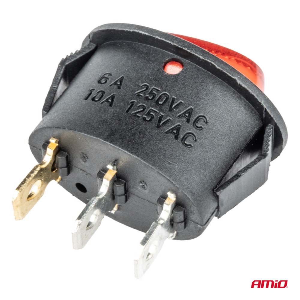Intrerupator Auto Eliptic 12V/230V cu Lumina Rosie, BU02 [4]