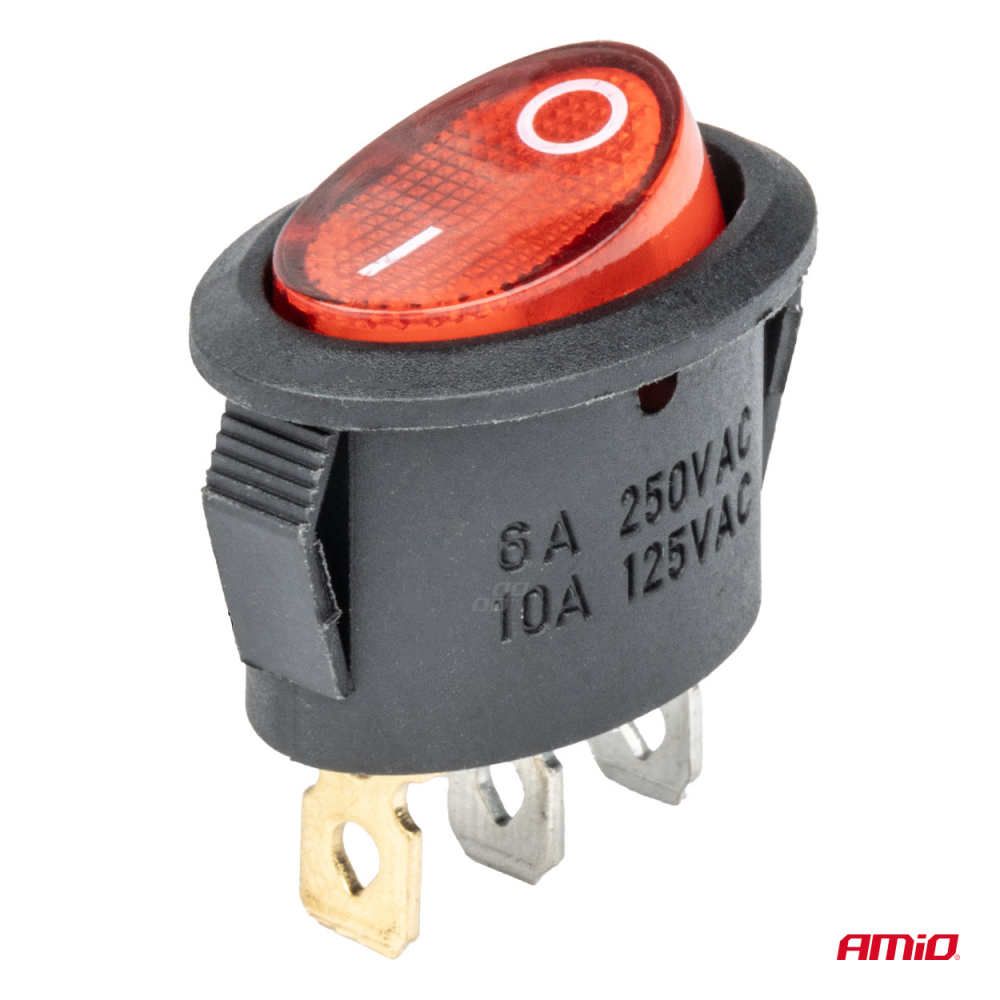 Intrerupator Auto Eliptic 12V/230V cu Lumina Rosie, BU02 [2]