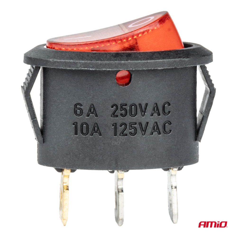 Intrerupator Auto Eliptic 12V/230V cu Lumina Rosie, BU02 [3]