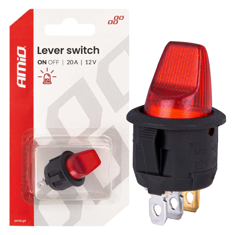 Intrerupator cu maneta, 12V, 20A, iluminare rosie, pentru sisteme electrice, vehicule [1]