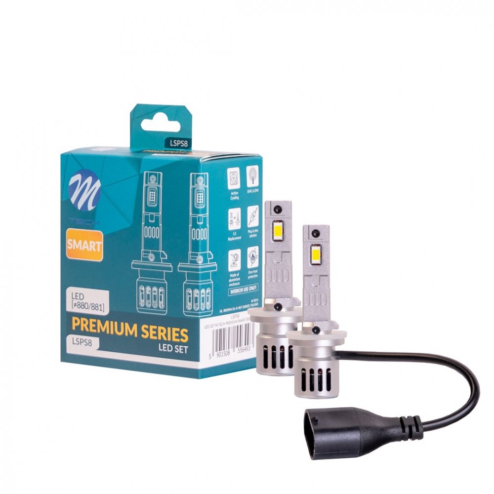 Kit 2 Becuri LED 880/881, H27 seria Premium Smart, 4000Lm, 6000K, 12V [1]