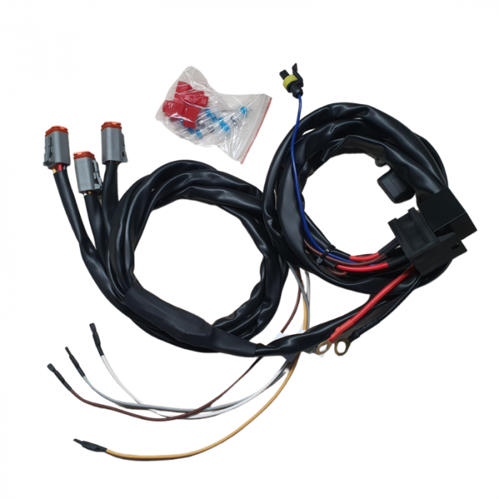 Kit cablaj cu releu si siguranta cu 3 iesiri, pentru proiectoare, led bar, 12V, 3 x DT, 4 pini, instalatie electrica [2]