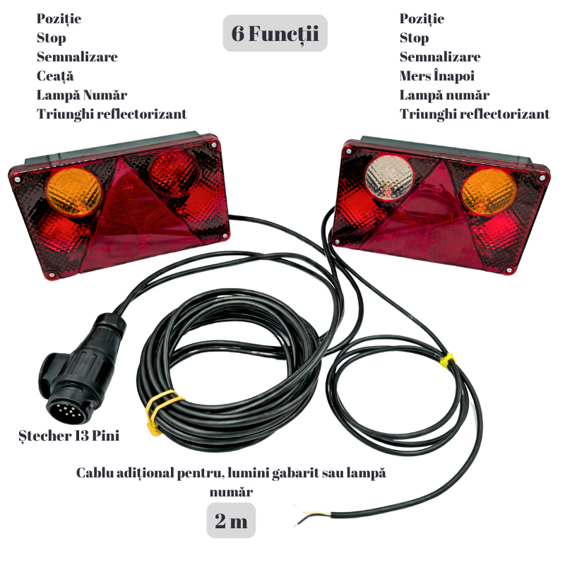 Kit instalatie lampi stop, semnalizare, triple remorca, 7 functii, 7.5m + 2m + 2m, 13pini, 23.2 x 14.15cm [1]