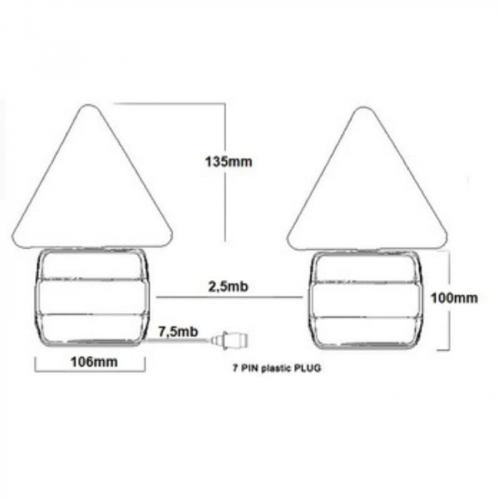 Kit complet instalatie remorca cu lampi, cablu 7.5m si stecher - Truck LED L1070-Z [2]