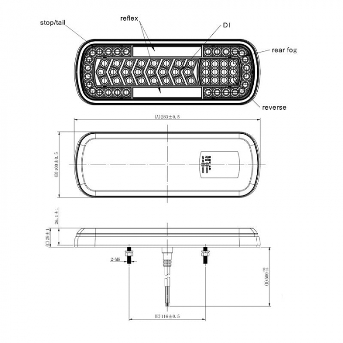 Lamp semnalizare spate cu semnalizare dinamica, universala 283 x 100 x 30 mm - Truck LED L1830 [2]