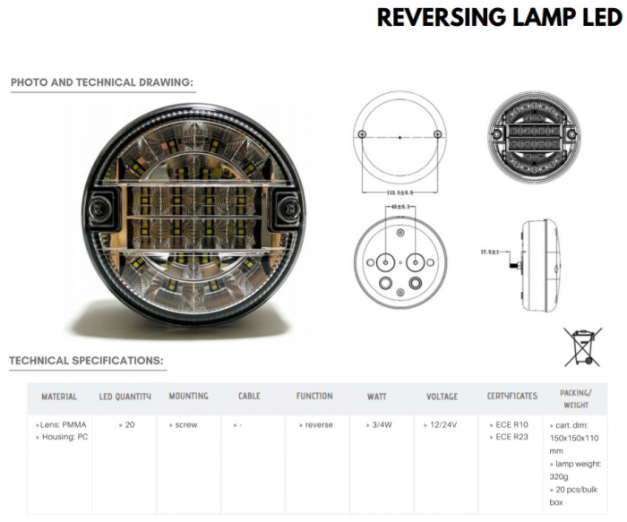 Lampa auto pentru mers inapoi led, universala - Truck LED L2086 [3]