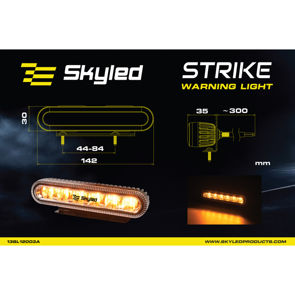 Lampa avertizare LED Strike 12/24V, 6 LED, 10 moduri, 3 x 14,2 cm, IP67 [15]