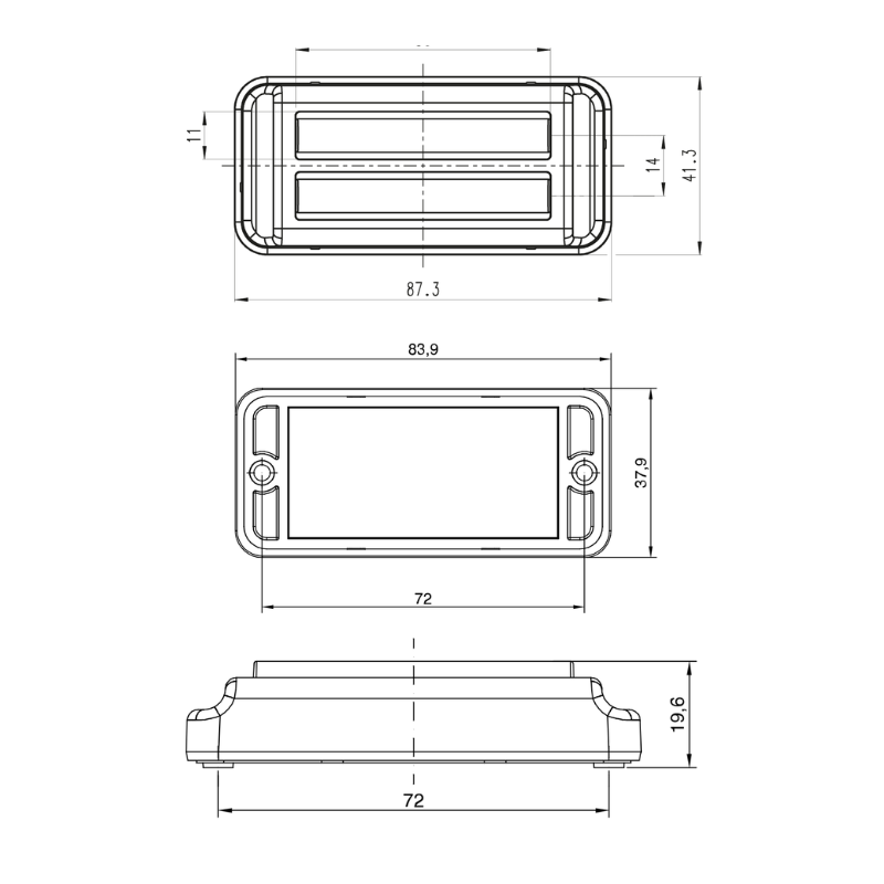 Lampa avertizare, stroboscop LED auto, 12-24V, IP6K9K, 24 LED, Galben [10]