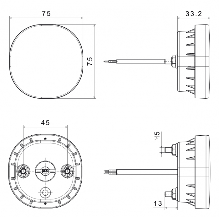 Lampa ceata LED, 7.5 x 7.5cm, 12/24V, cablu 0.5m [3]