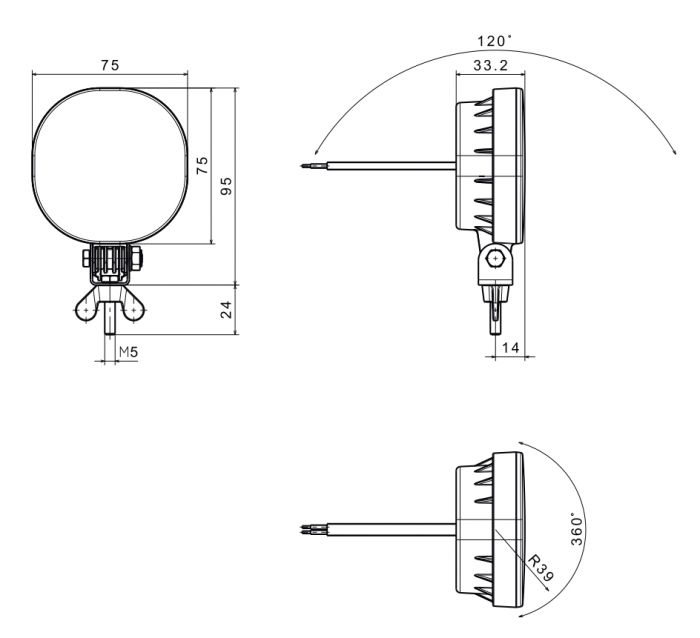 Lampa ceata LED, 7.5 x 7.5cm, 12/24V, cablu 0.5m [4]