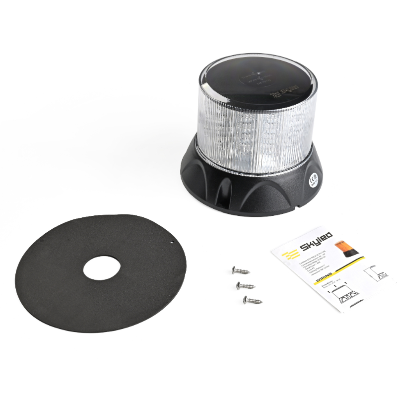 Lampa de avertizare LED 12/24V, girofar portocaliu cu dispersor alb, montaj în 3 suruburi, R65, Ø 16.5 cm [4]