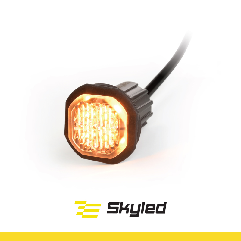Lampa de avertizare rotunda, bulb, SKYLED 2.7 x 3.9 cm, stroboscopic - lumina portocalie 4 LED [8]