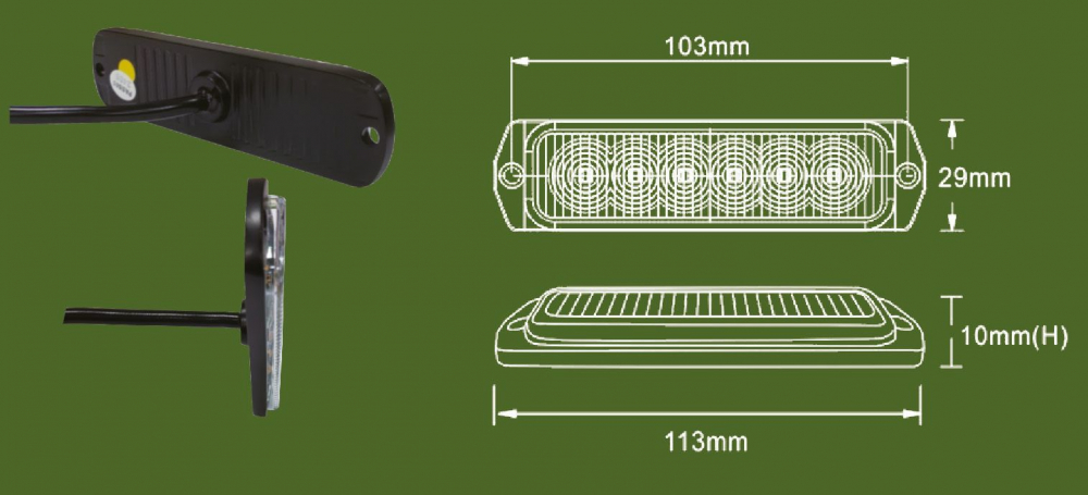Lampa de avertizare stroboscopica Albastra, 12/24V, 11.3 x 2.9cm [4]