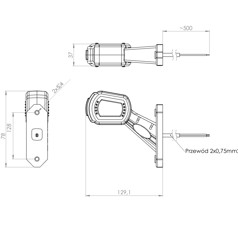 Lampa de Gabarit 12/24V, 3 Functii, Dreapta / Stanga, cu Brat [6]