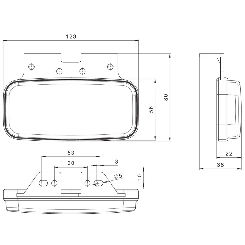 Lampa de gabarit LED cu suport vertical, 3 functii, pozitie, semnalizare si reflectorizant, 12.3 x 5.6cm [4]