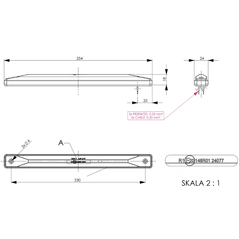 Lampa de gabarit LED, GRAPHITE, 12/24V, IP68, universala [4]