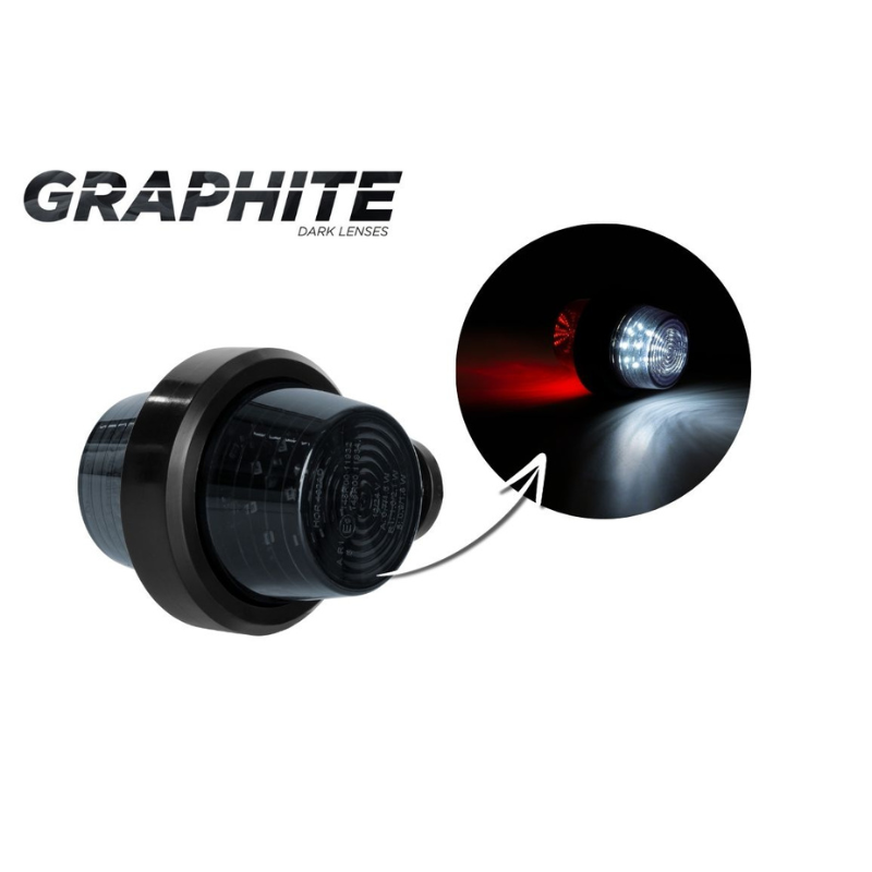 Lampa de gabarit LED, GRAPHITE Alb-Rosu, 12/24V, IP68, 10.7cm [1]