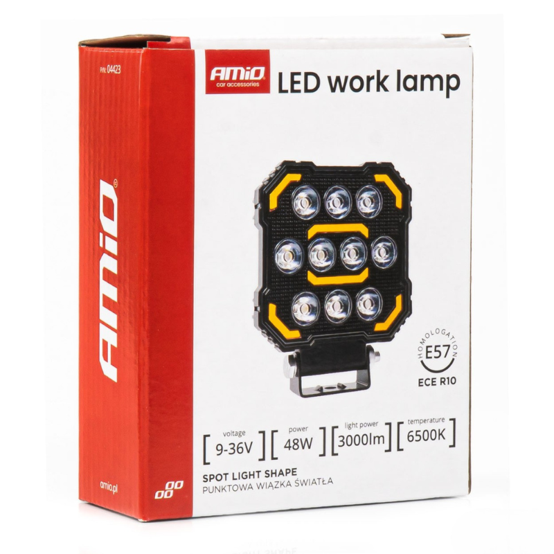 Lampa de lucru LED, 48W, 3000 lumeni, lumina alba, galbena, 10-36V, omologata, vehicule si utilaje [8]