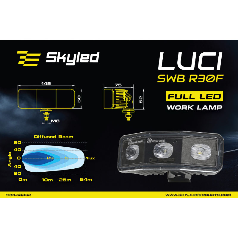 Lampa de lucru LED, LUCI SWB R30F, 30W, 3200lm, 9-36V, Lumina Difuza 120° [15]