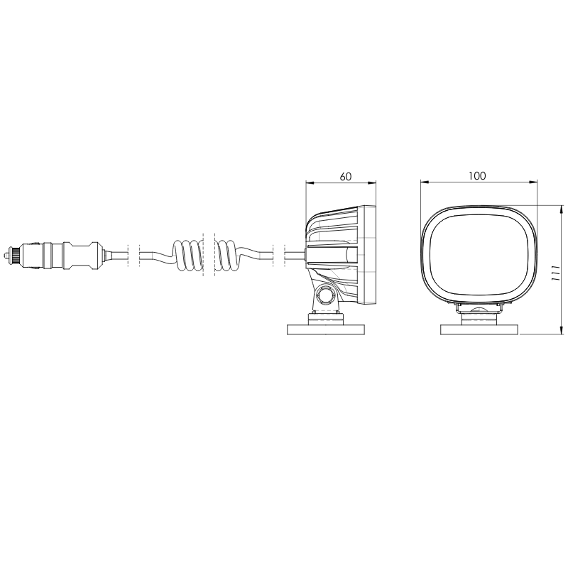 Lampa de Lucru LED, Magnetica, 1200lm, 10W, Cablu Spiralat 8m, Priza Bricheta 12/24V, IP68, 10 x 11.1cm [5]