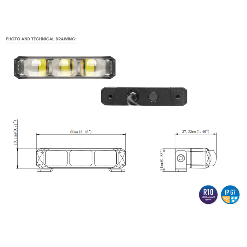 Lampa de lucru, marsarier, 12/24V, 500LM, 12W, 8 x 3.12cm [13]