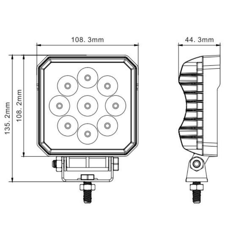 Lampa de lucru patrata RED LINE 27W, 12/24V, 10.83 x 10.82cm, 2430 Lm, IP67/69K, lumină difuza, ADR [3]