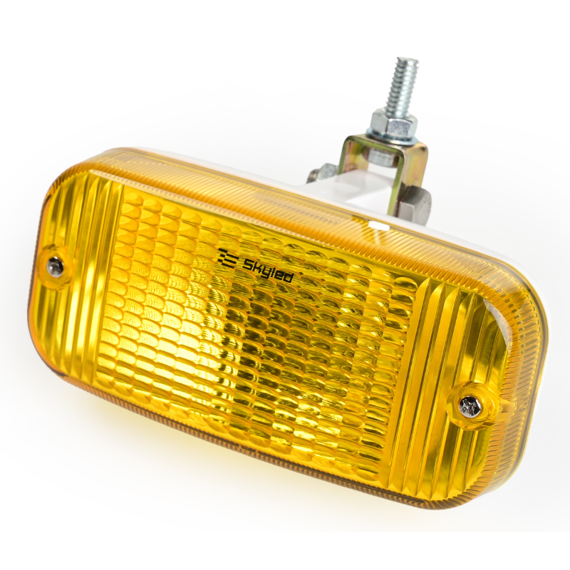 Lampa de pozitie fata TALMU, tip lamaie cu bec, carcasa alba, dispersor galben, stil Oldschool pentru camion [4]