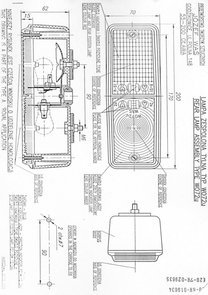 Lampa dreptunghiulara semnalizare spate cu trei functii, 1224V, 20 x 7cm - WAS 40 [5]