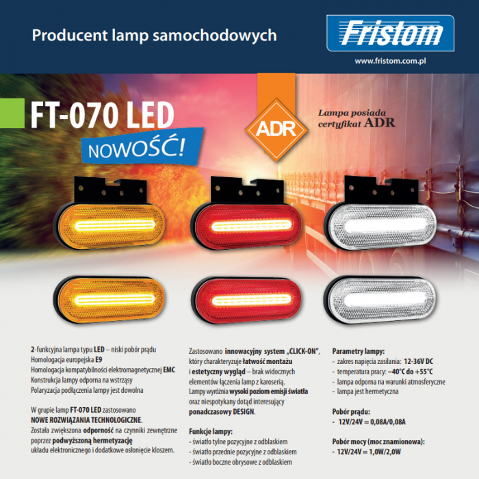 Lampa gabarit cu LED FT 70, ADR cu suport vertical inclus - Fristom FT-070 K LED [5]