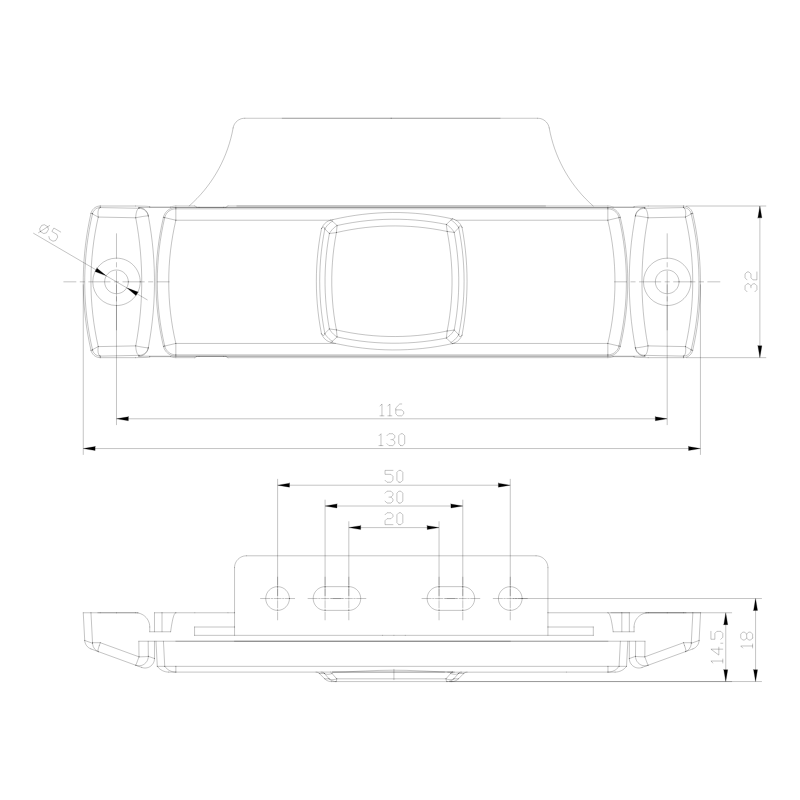 Lampa Gabarit LED, 12/24V, Conector Rapid QS075, 13 x 3.2cm [4]