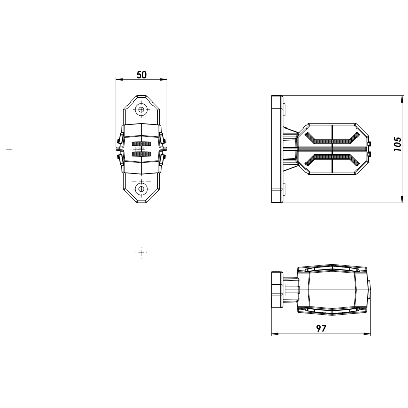 Lampa Gabarit LED 3 in 1 cu brat scurt, Universal Stanga/Dreapta, 12V/24V, 97cm, IP68 [5]