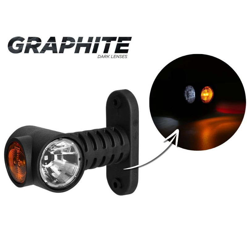 Lampa gabarit LED, brat drept, Graphite, 12/24V, pozitie alb/portocaliu/rosu, 11.75 x 3.8 x 10cm [2]