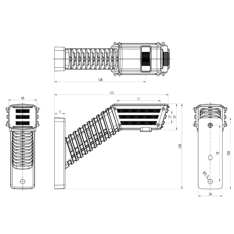 Lampa gabarit LED, brat lung, stanga/dreapta, SPOT, 12-24V, IP6K9K [10]