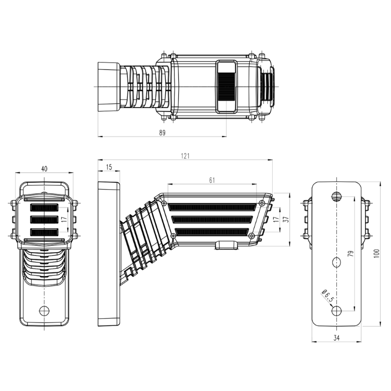 Lampa gabarit LED, brat scurt, stanga/dreapta, SPOT, 12-24V, IP6K9K [9]