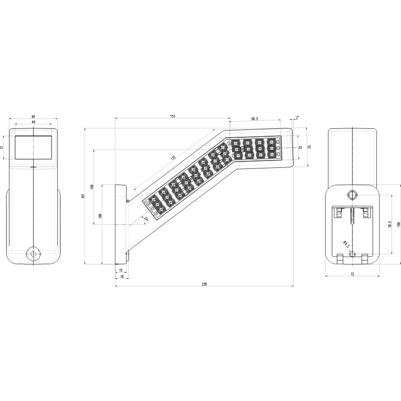 Lampa gabarit cu brat, 5 functii, semnalizare dinamica, 12-24V, IP 6K9K, 23.8cm, LED [4]