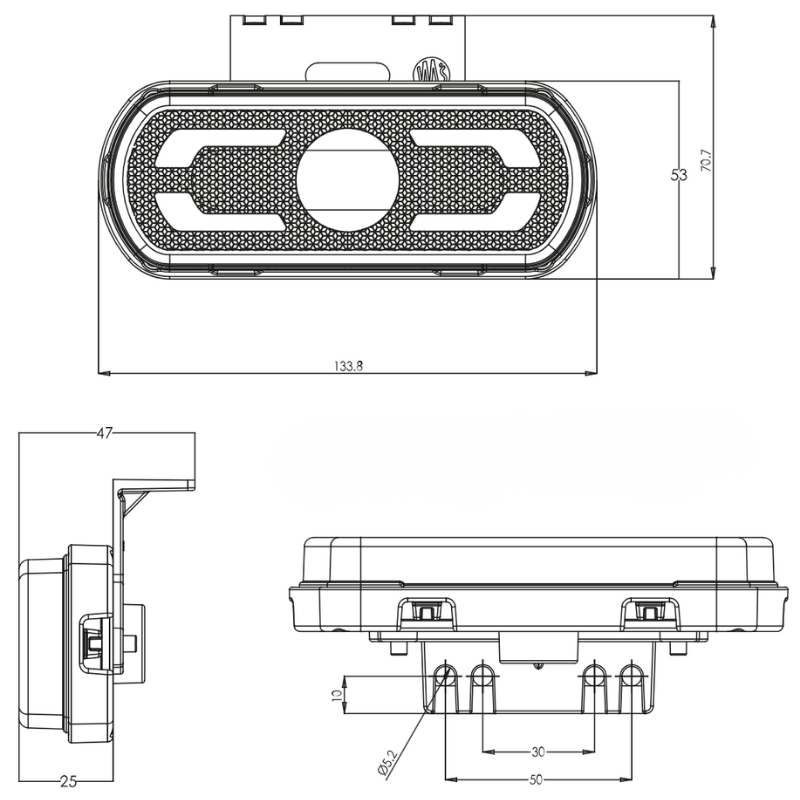 Lampa gabarit LED, pozitie, logo reflectorizant, 12-24V, IP 6K9K, 13.38cm [10]