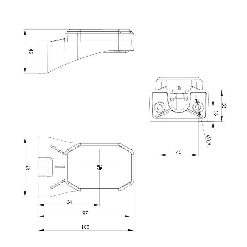 Lampa Gabarit LED Fristom, 10 x 6.3cm cu Reflector si Suport Unghiular, Omologare E9, Rezistenta la Socuri [3]