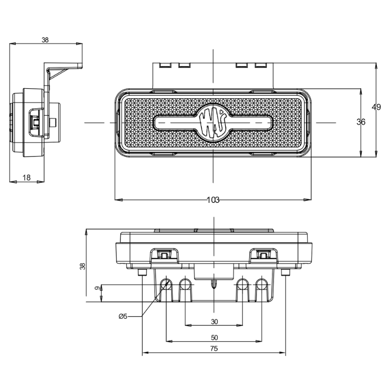 Lampa gabarit LED W254, 12-24V, cu reflector, omologare ECE IP6K9K [7]