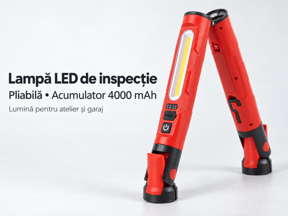 Lampa inspectie LED pliabila cu magnet, acumulator 4000 mAh, 20 W [14]