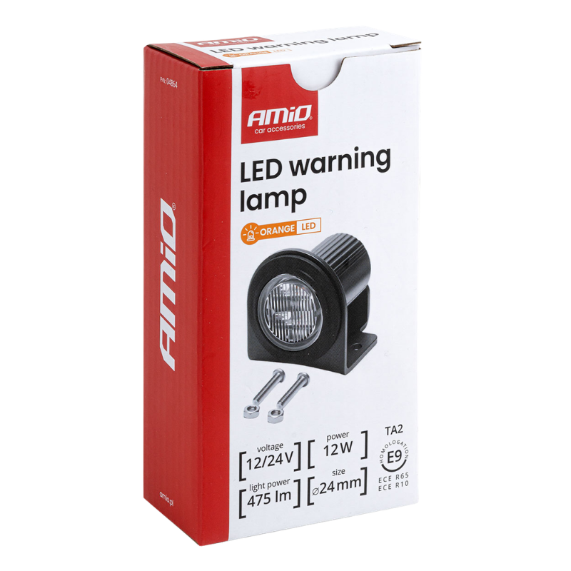 Lampa LED avertizare, stroboscop R65, 12/24V 12W, diametru 24mm, portocaliu [5]