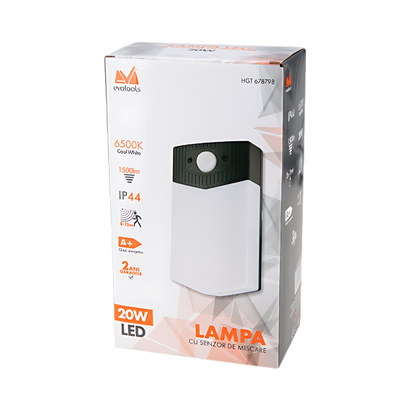 Lampa LED cu Senzor de Miscare 20W, 6500K Alb Rece, 75lm [2]