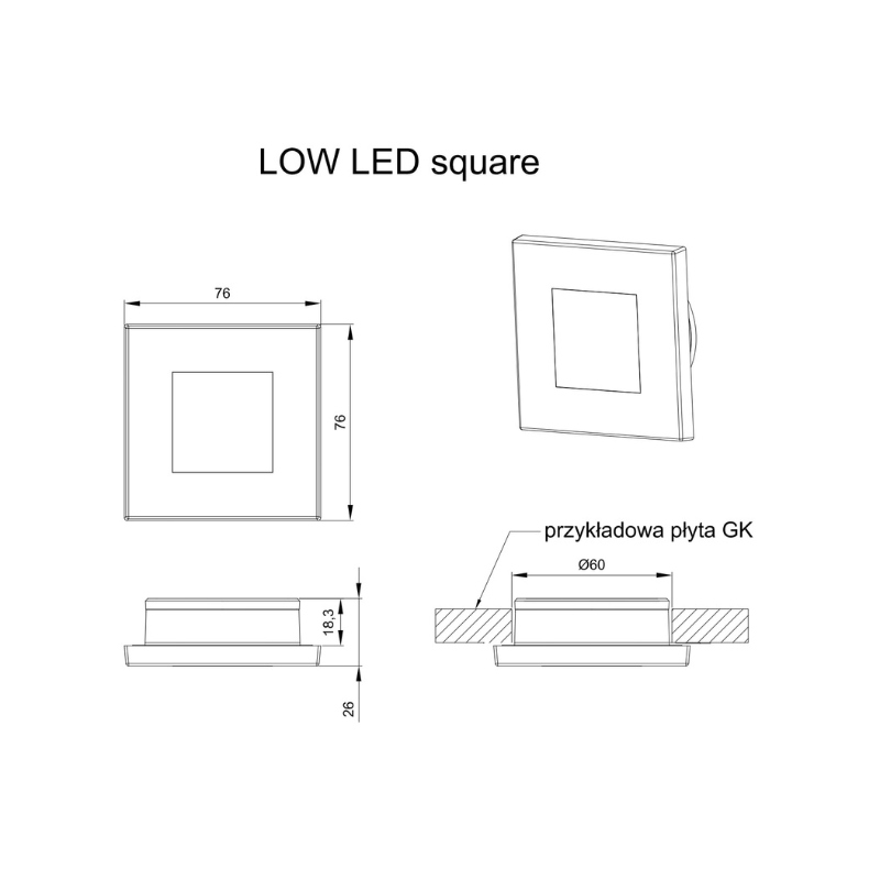 Lampa LED de iluminat interior, Plafoniera auto, 7.6 x 7.6cm [6]