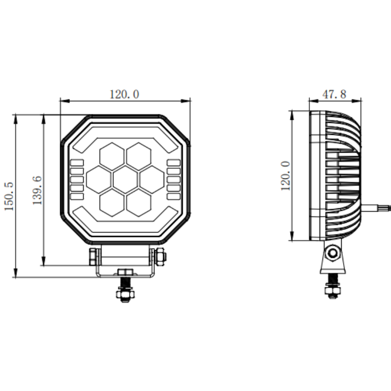 Lampa LED de Lucru, SKYLED Aura Q35F, 35W, 3500Lm, Pozitie LED Portocalie/Rosie, Girofar R65 [15]